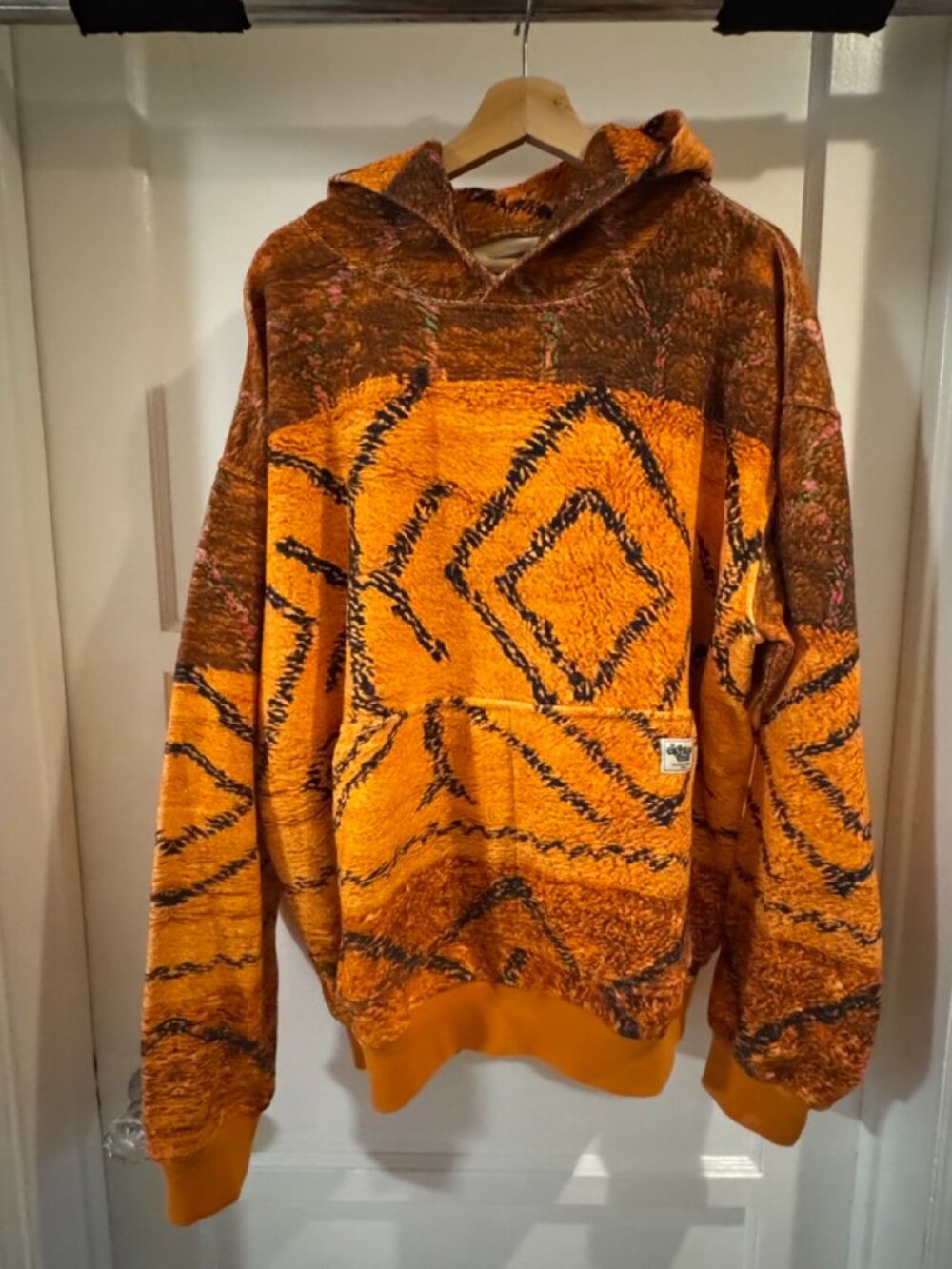 18East Orange Snap Neck Hoodie Sweatshirt